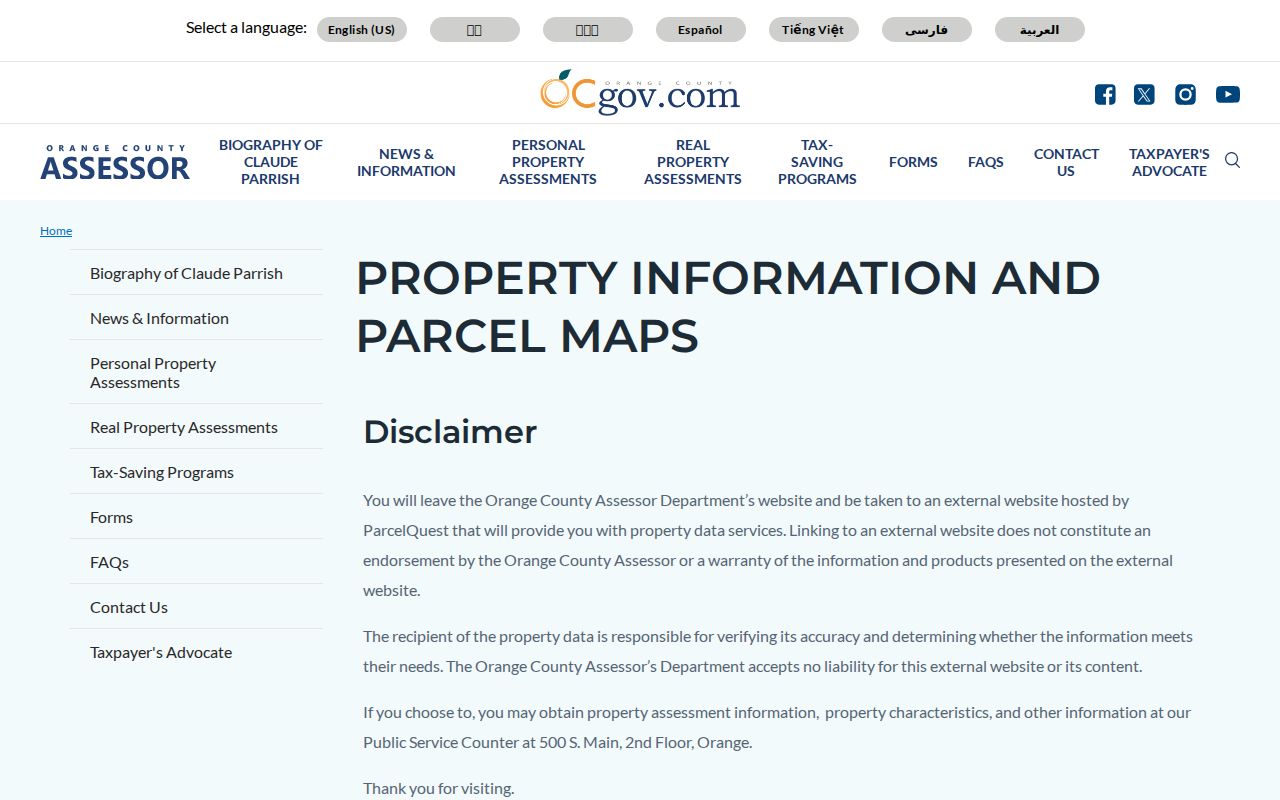 Orange County people search property information and parcel maps