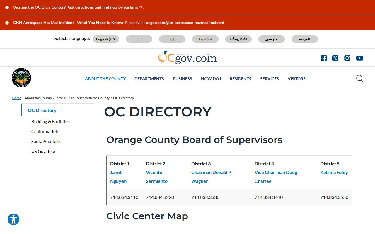 Orange County people directories OC government directory