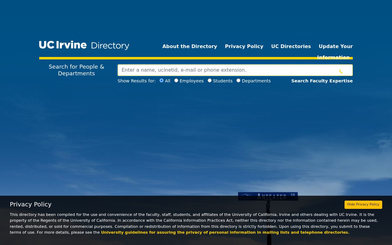 Orange County people directories UCI people and department search
