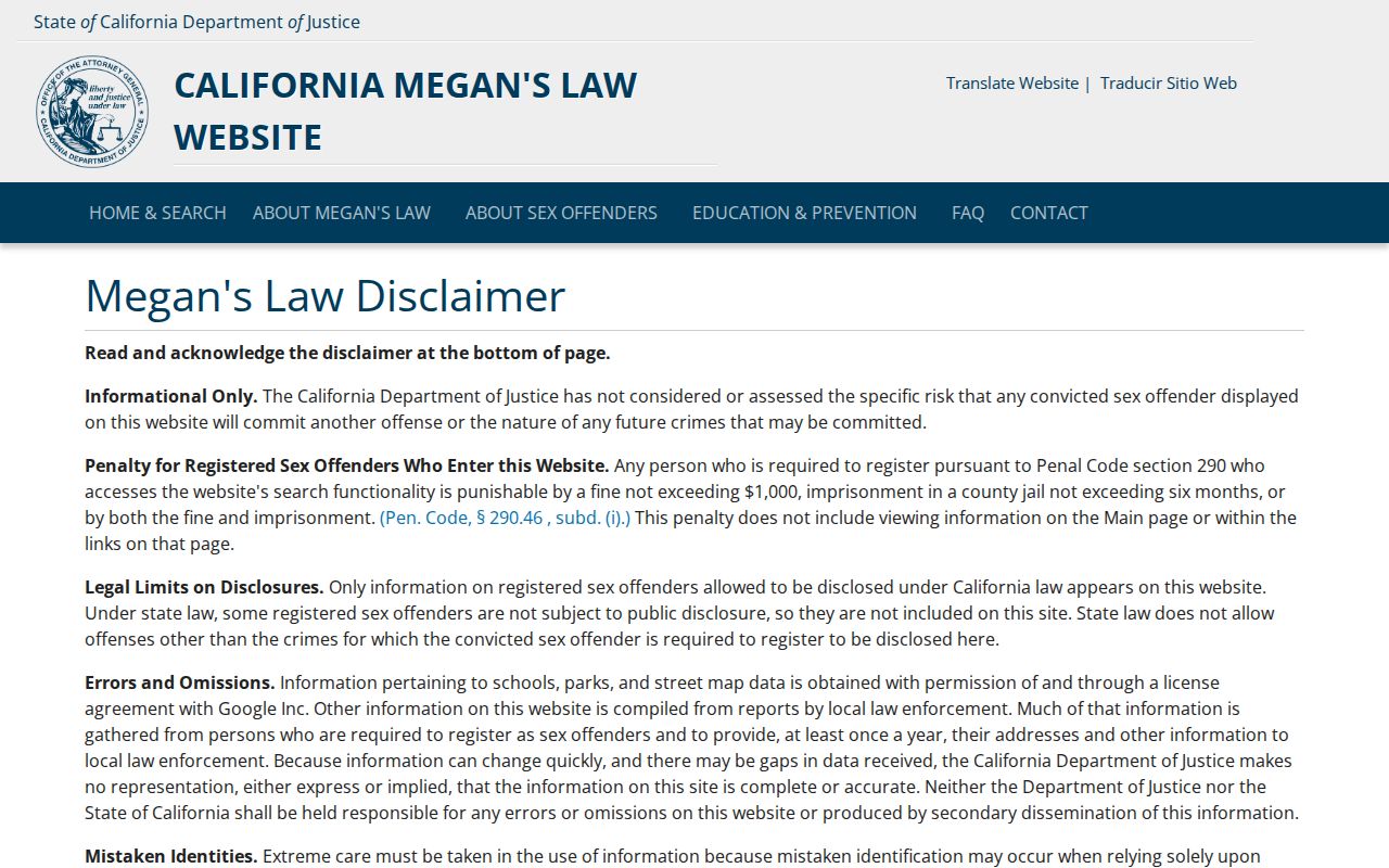 Orange County records access through the California offender registry